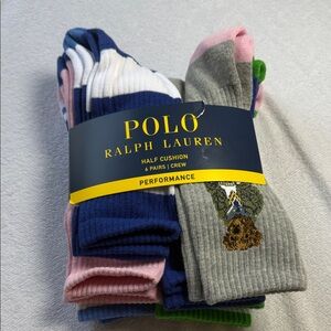 Polo by Ralph Lauren Men's Crew Socks - Blue, Pink, Green, Gray